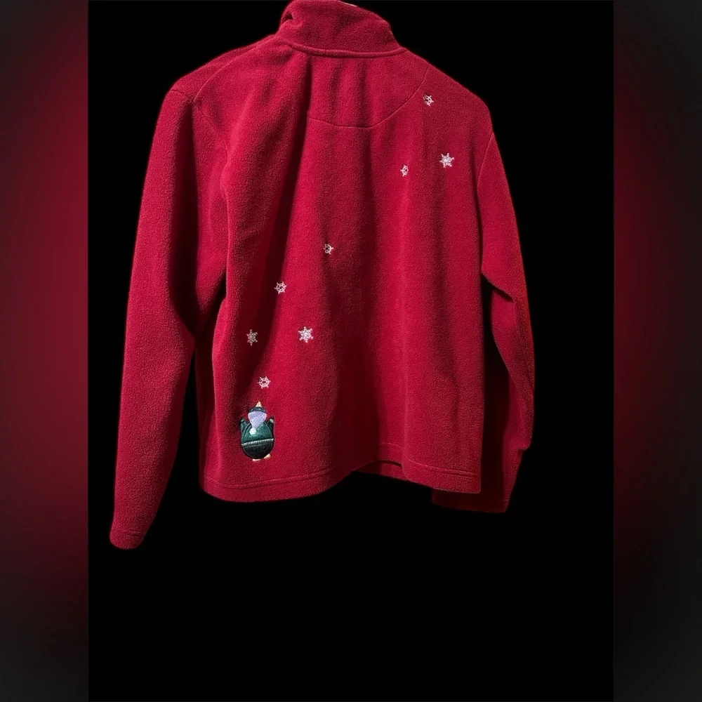 Christopher & Banks Red Cardigan  Penguin design Size Large - Picture 4 of 14
